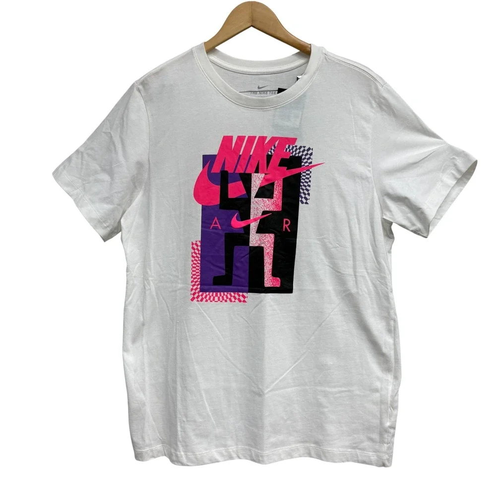 Nike‎ Air Futura festival Graphic T-Shirt White Pink Purple DD1274-100 XL NEW